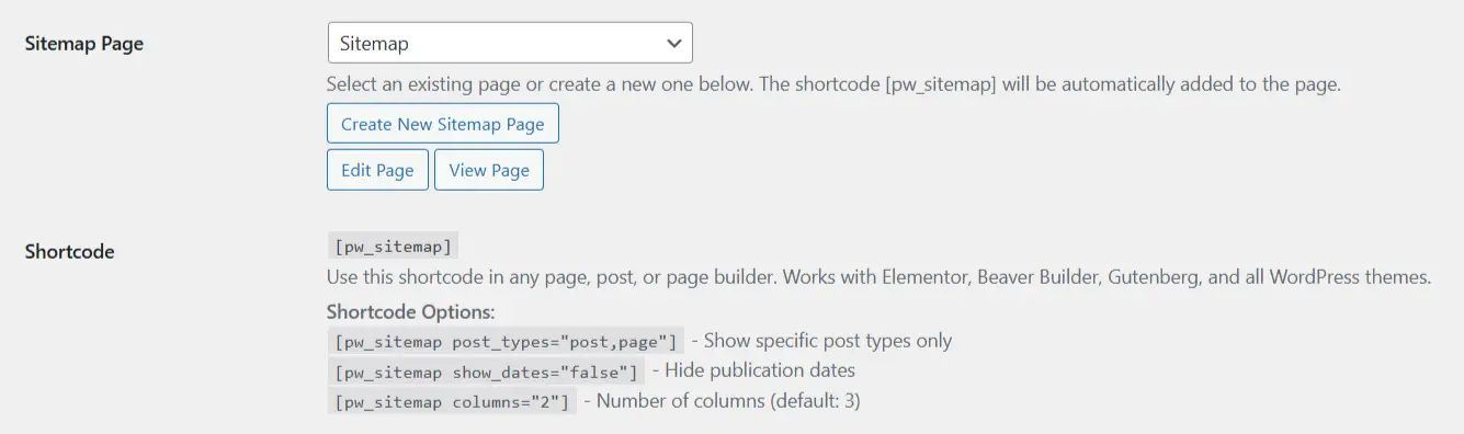 HTML Sitemap Settings