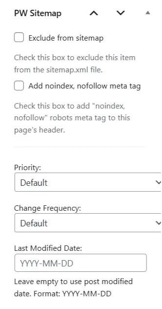 Per Post Settings - Sitemap Plugin